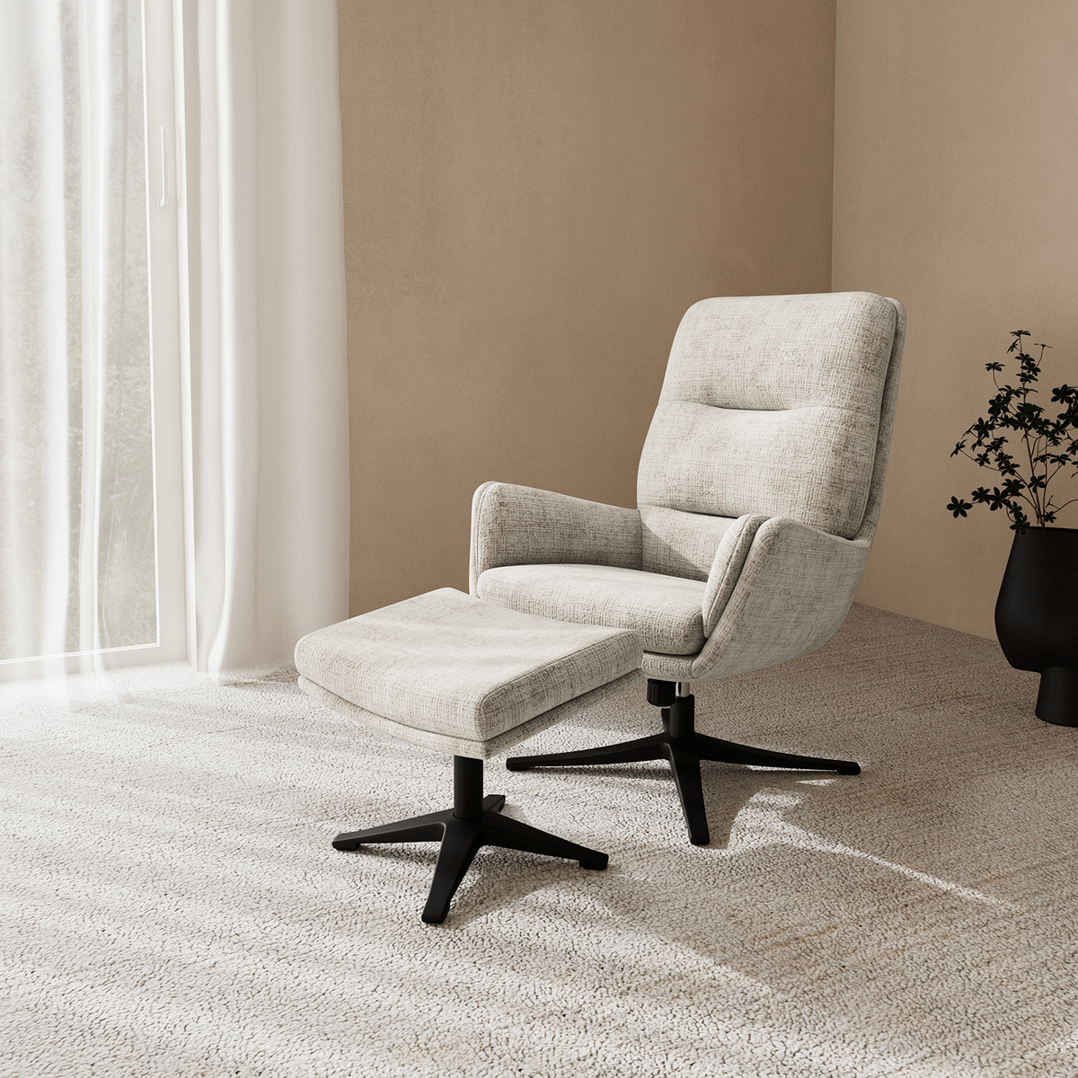 Relaxfauteuil met Poef VALTER Juto Beige