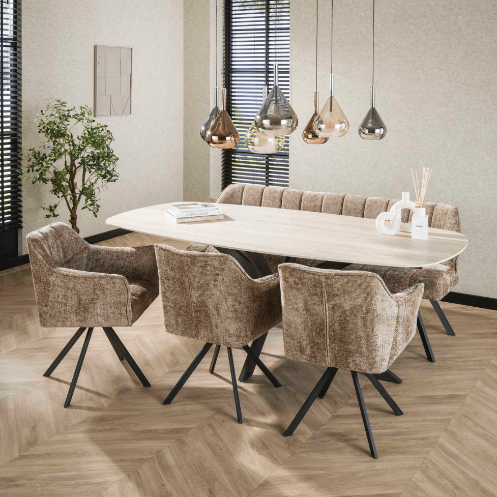 Eettafel SANCHO Keramiek Travertin 215x105 Eettafel SANCHO Keramiek Travertin 215x105