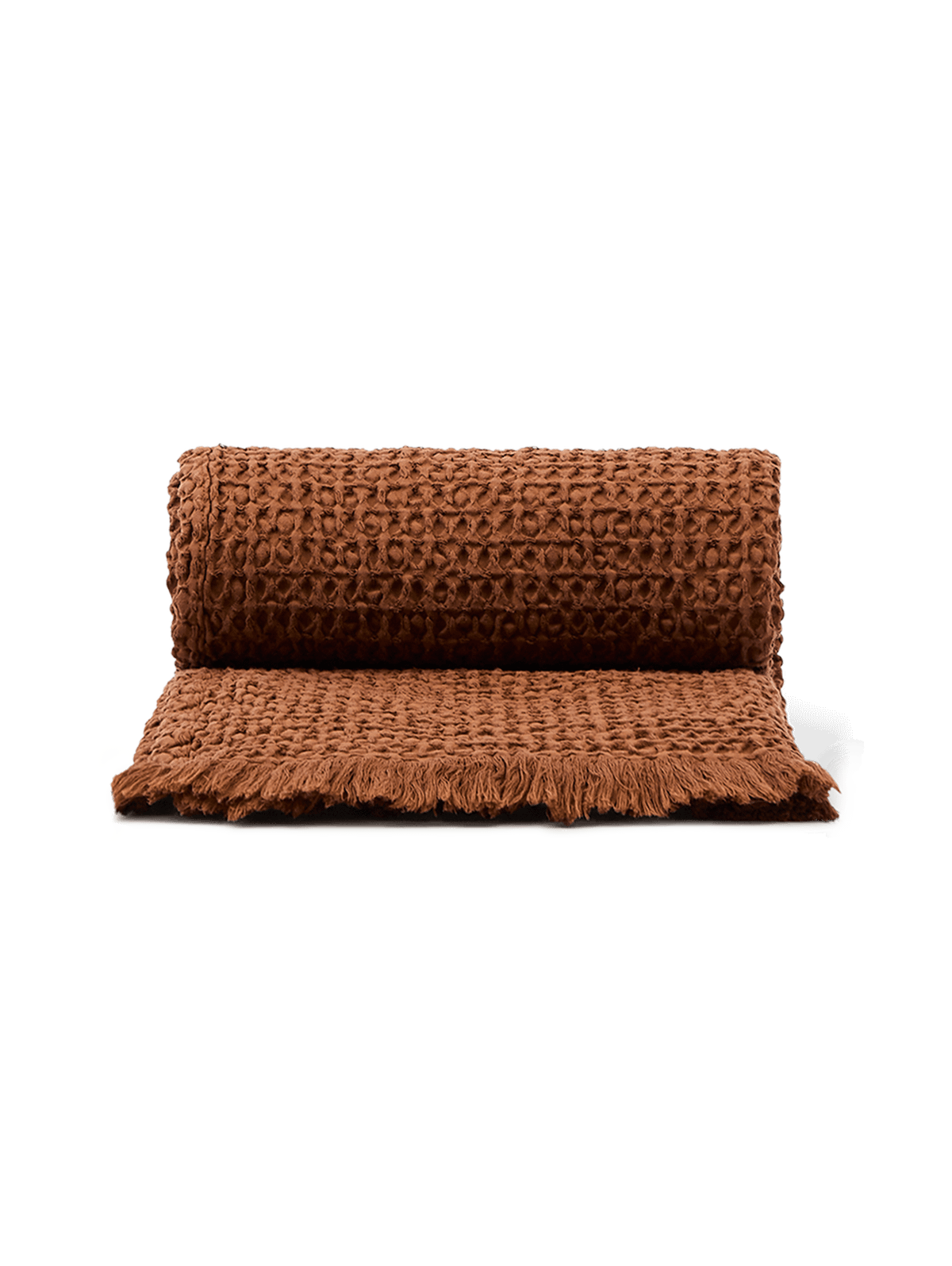 Nulina donkeroranje deken van 100% katoen met wafeldessin 130 x 170 cm