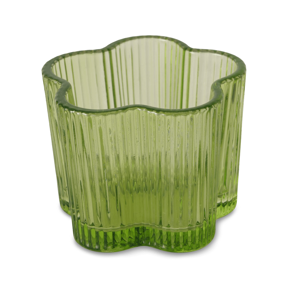 TL-Houder FIHONA Bloemvorm Glas Groen Ass.