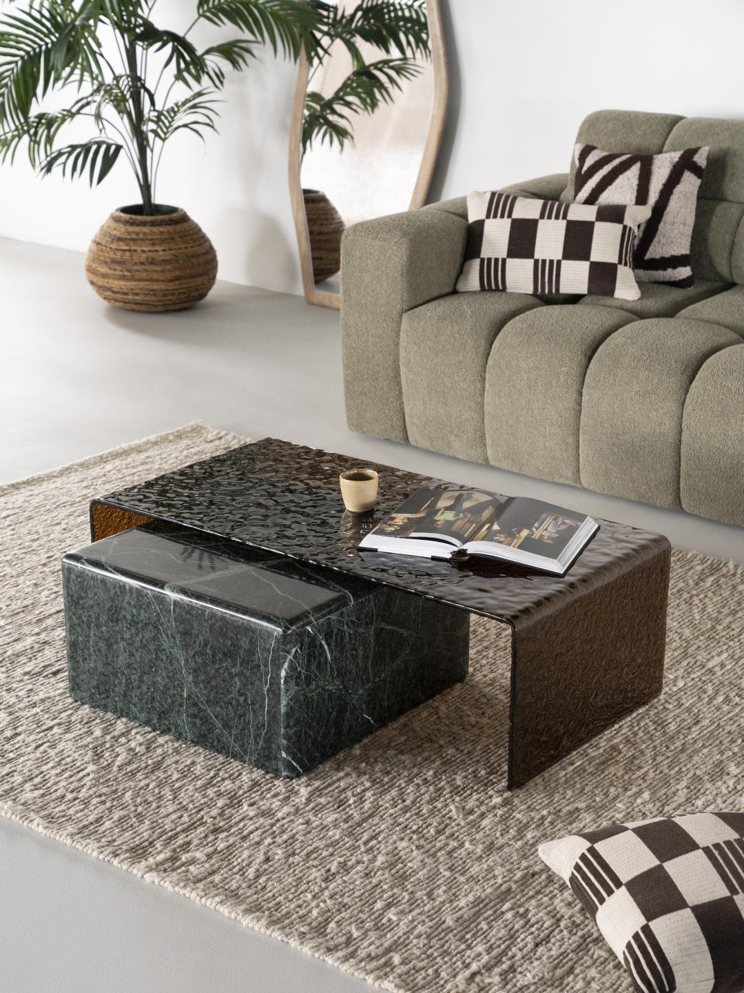 Salontafel Ripple Bruin Glas