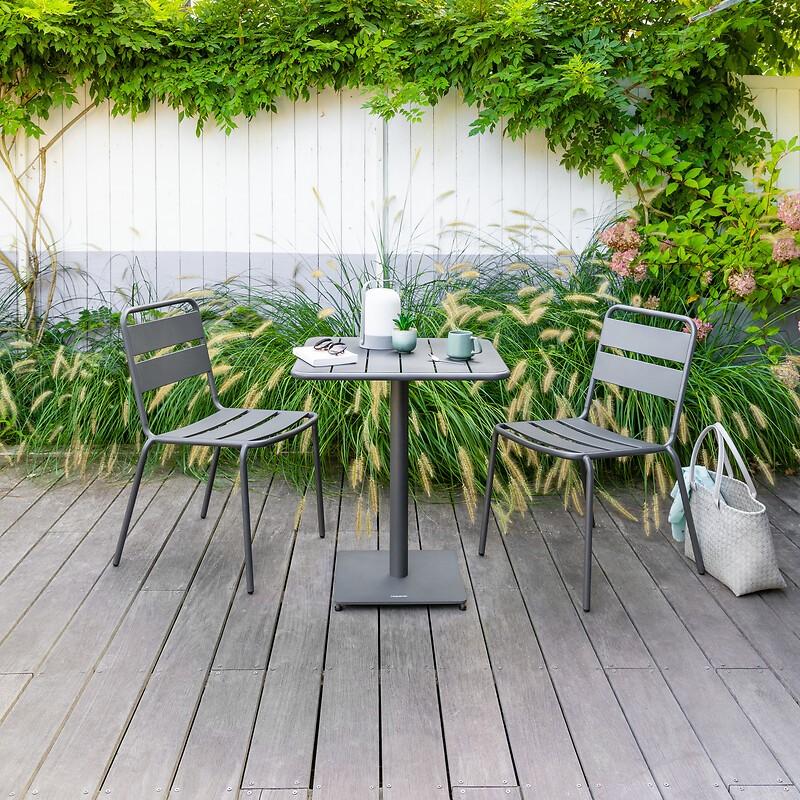 SET: Tuintafel MASSIMO 65x65 Grafiet + 2x tuinstoel MASSIMO Grafiet