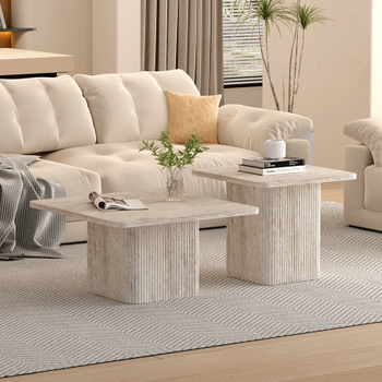 Salontafel AGATHA S/2 Decor Travertin Beige Salontafel AGATHA S/2 Decor Travertin Beige