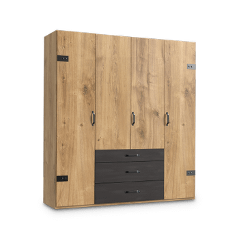 Kleerkast KICK Plankeneiche/Raw Steel B200 Kleerkast KICK Plankeneiche/Raw Steel B200