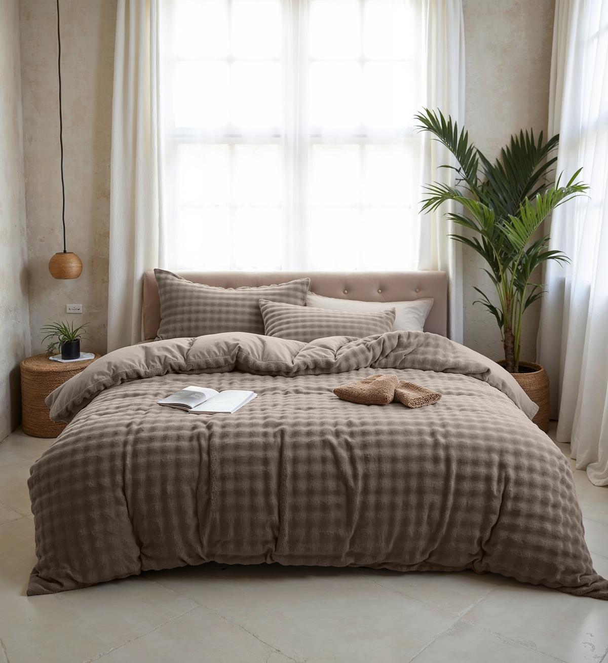 Dekbedovertrek POMPOM 240 Taupe