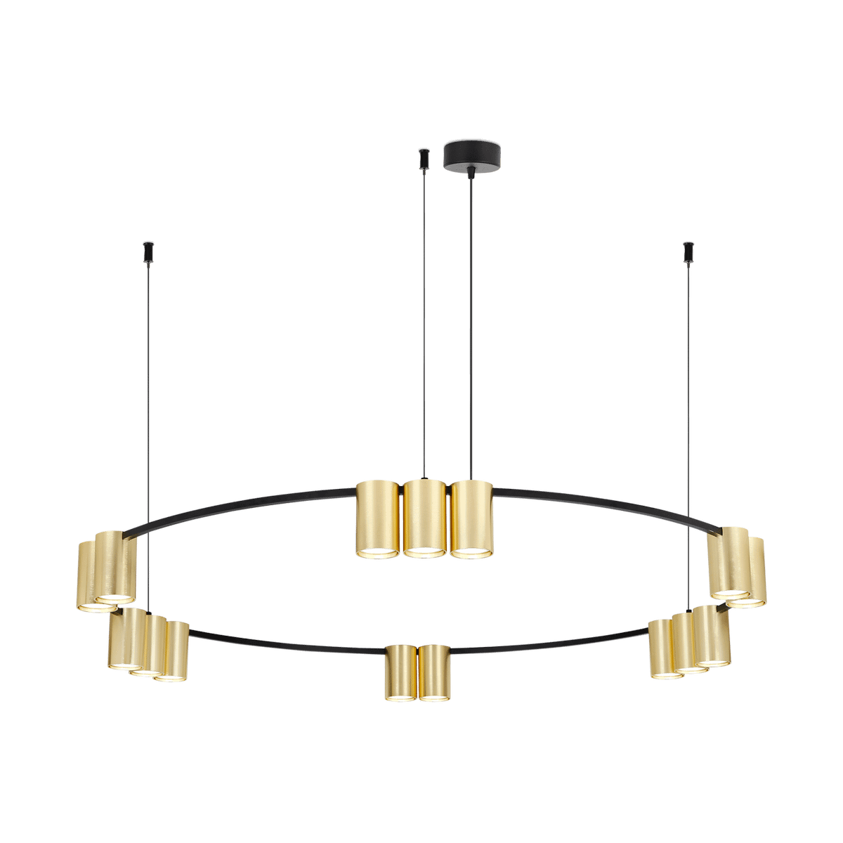 Hanglamp ISE 15Del. Geborst. Goud/Zwart