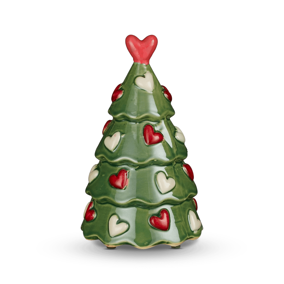 Kerstboom CORSIN Hartjes Keramiek Wit/Groen Ass.