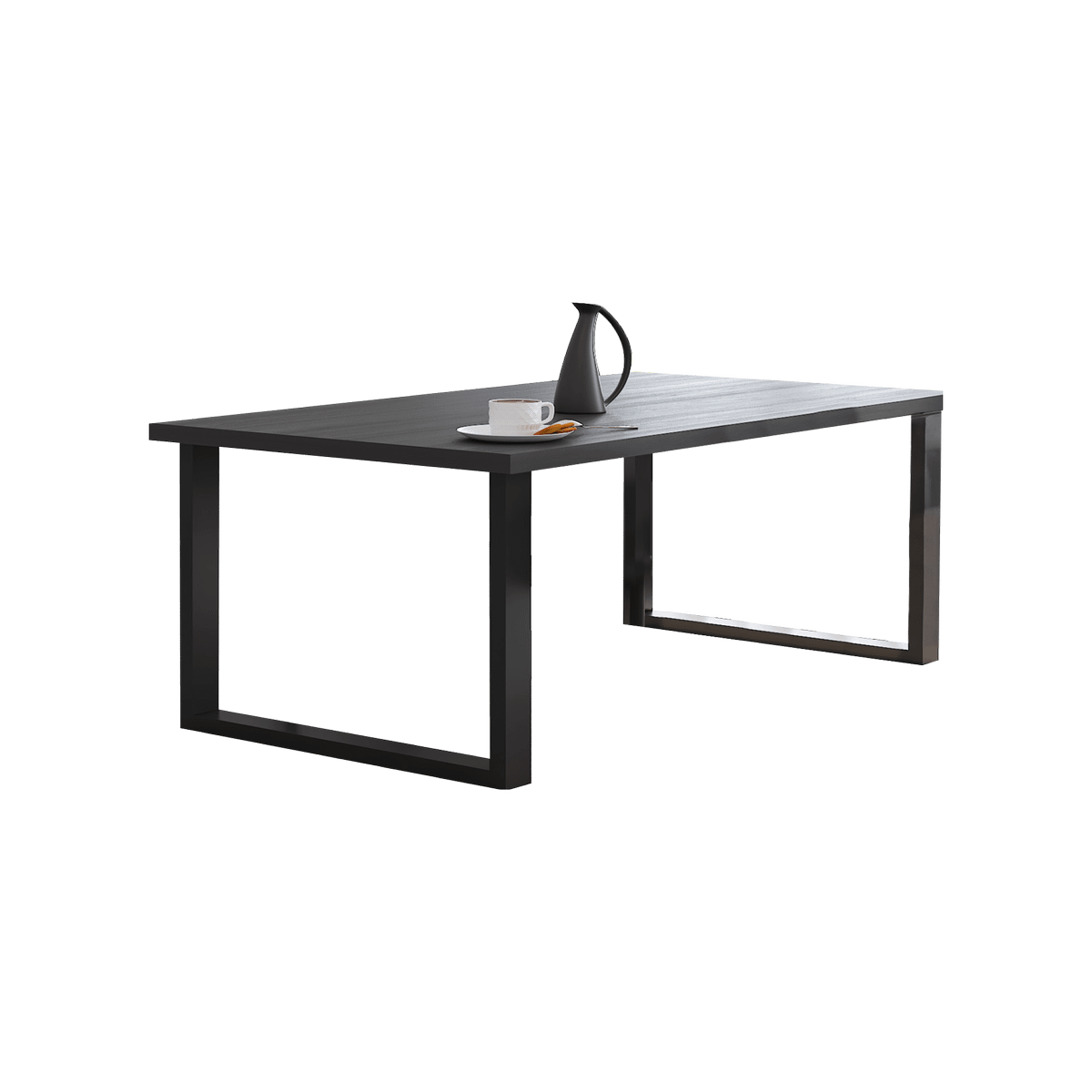 Eetkamer CASTELLO: Dressoir + Vitrinekast + Eettafel 180 + 4x Stoelen ALBA Plume