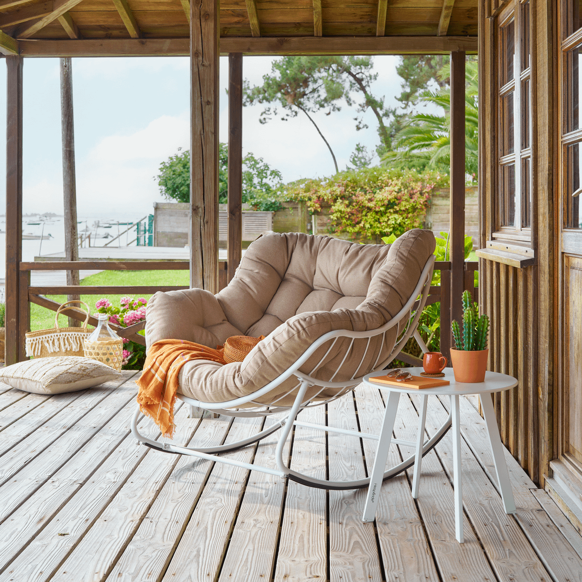 Schommelstoel RAVELLO Wit/Zand