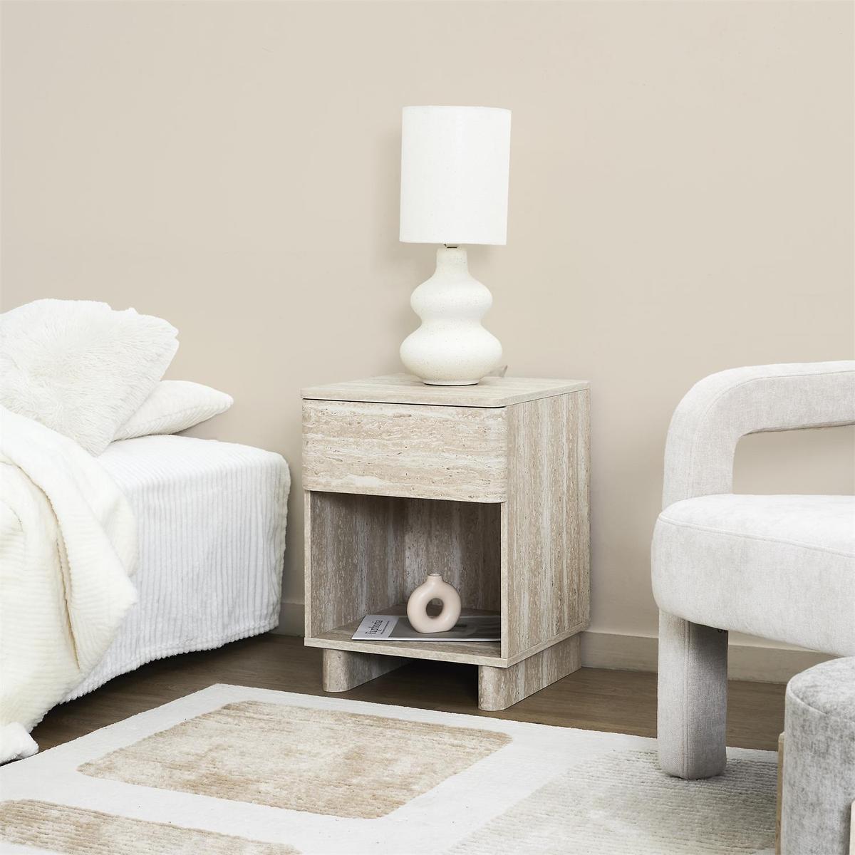 Nachttafel VRENI Travertijnlook