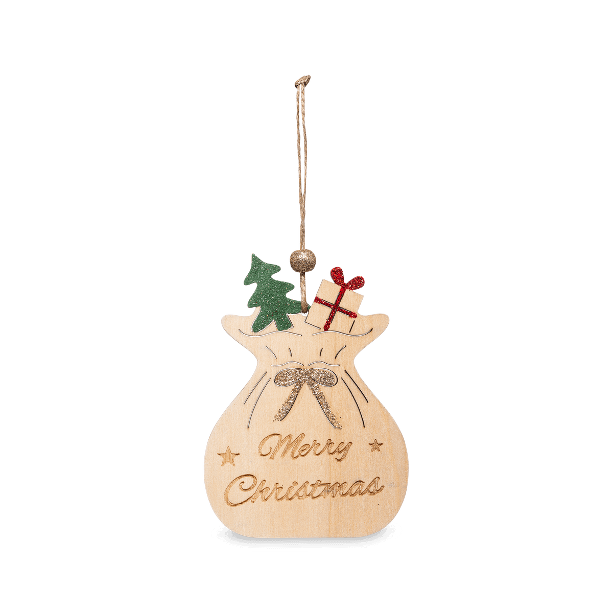 Hanger Kerstzak MERRY CHRISTMAS Hout