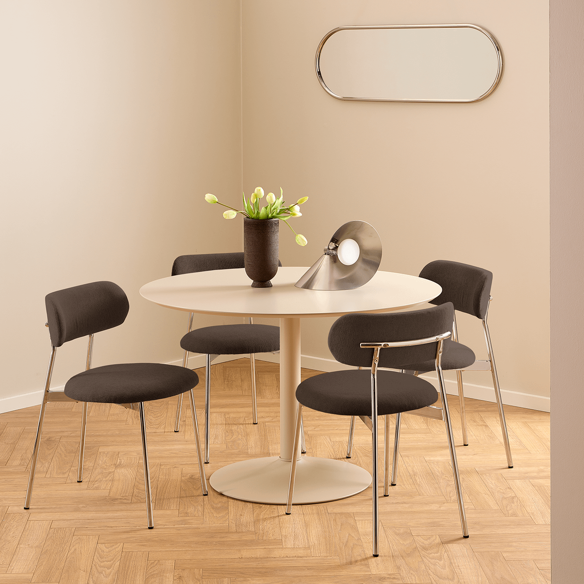 Stoel LYKKO Bruin/Chrome