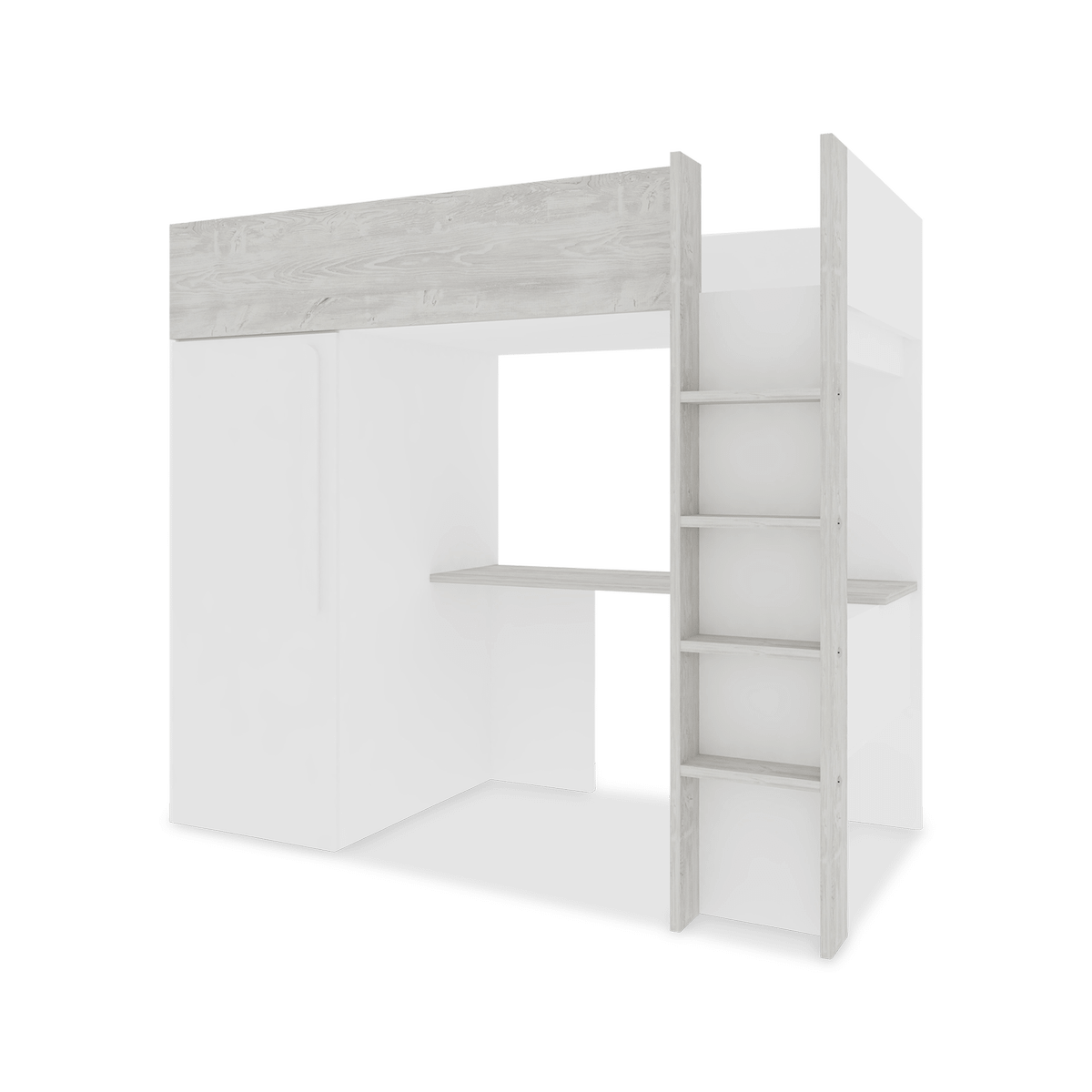 Hoogslaper incl. bureau/kleerkast LEVI White