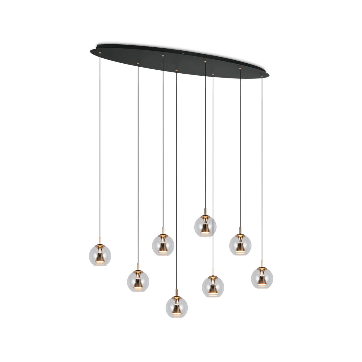 Hanglamp SOLENNE Ovaal 8Del. Zwart/Goud