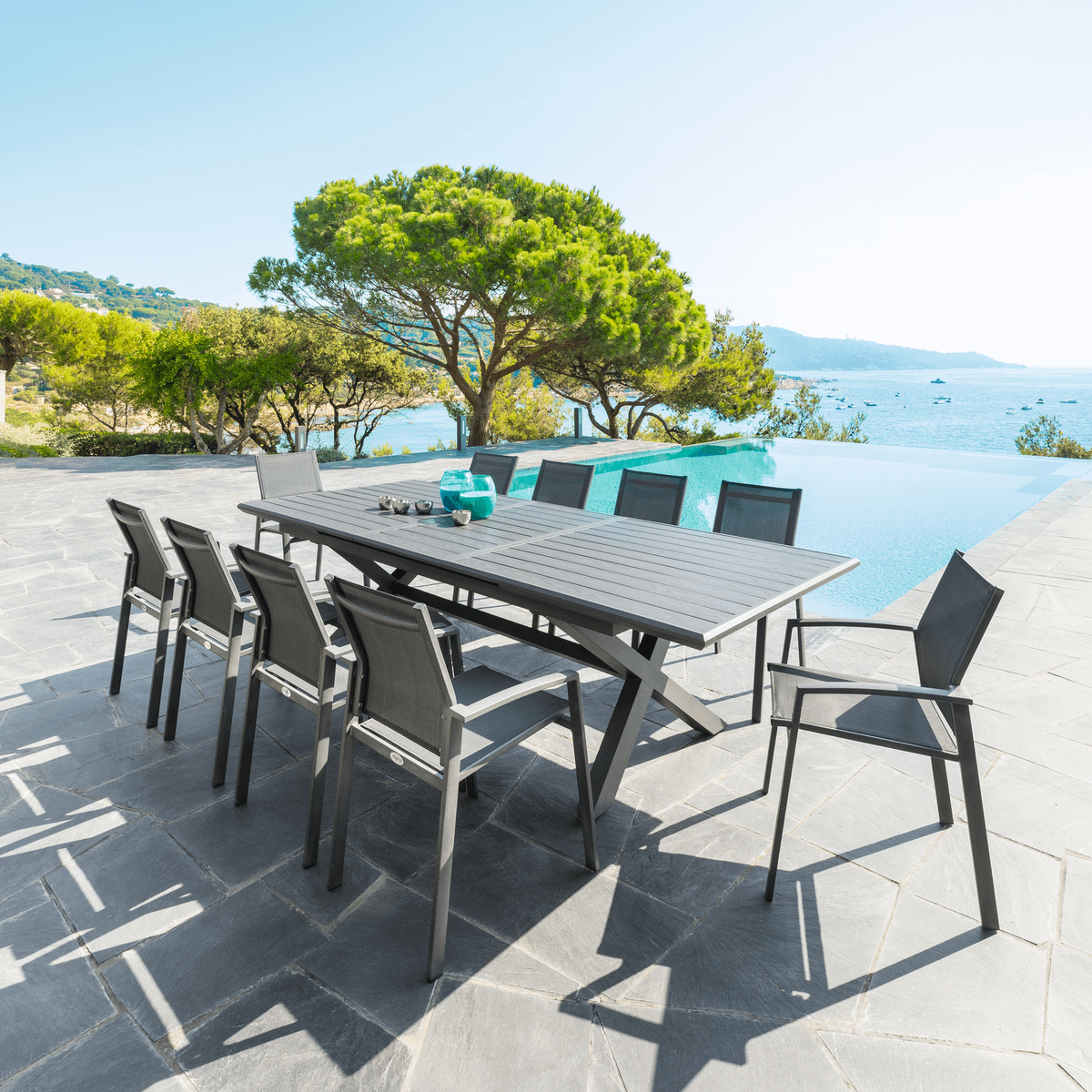 Tuintafel Verlengbaar CORTONA Grafiet 250/330x113
