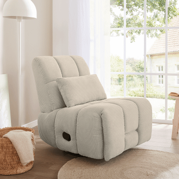 Relaxfauteuil RONALDO Ribfluweel Greige Relaxfauteuil RONALDO Ribfluweel Greige