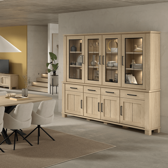 Opzetkast Vitrine BELMONTE Brushed Sand Oak B233
