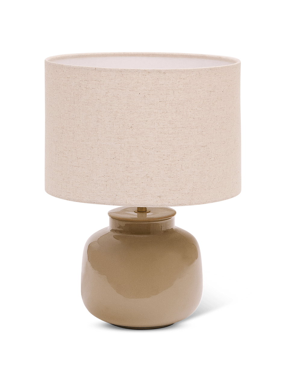 Tay tafellamp van groen keramiek en beige linnen
