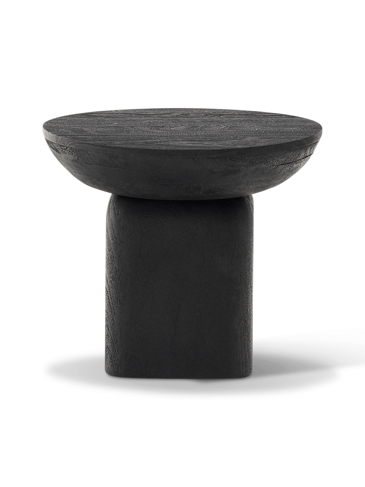 Bijzettafel Ovak van massief acaciahout met afwerking in zwart FSC 100% ⌀50cm