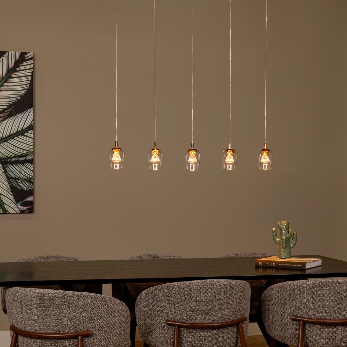 Hanglamp BERLIANE 5Del. Lang Transparant