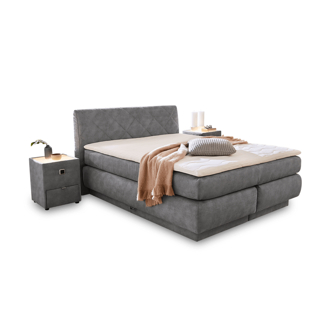 Boxspring DEN HAAG Microvezel 411/19 Grijs 160x200 Boxspring DEN HAAG Microvezel 411/19 Grijs 160x200