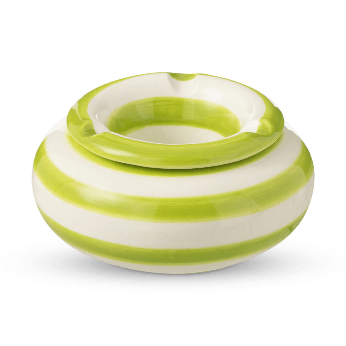 Asbak GRANZ Streep Ker. Wit/Groen S