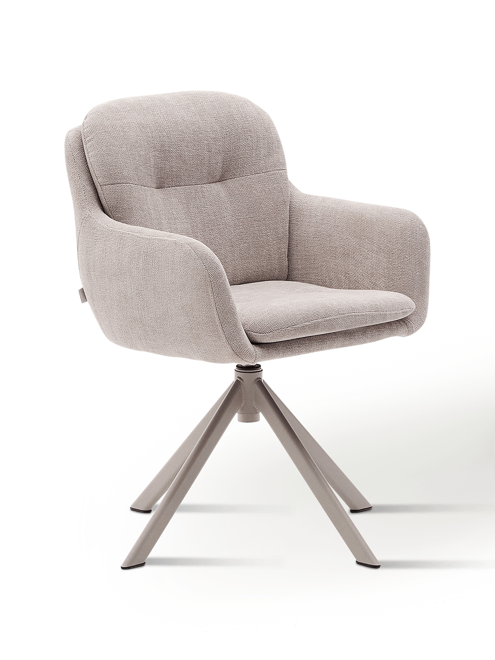 Lexa draaistoel in beige chenille en stalen poten met beige afwerking