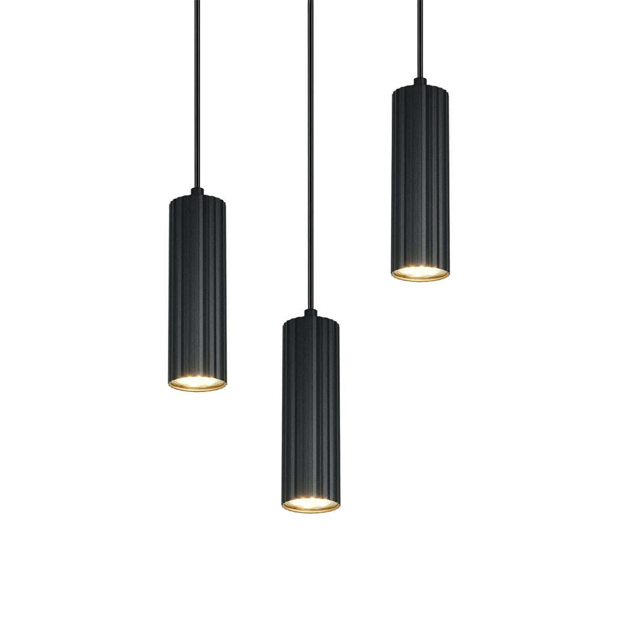 Hanglamp SOKA 3Del. Metaal Zwart