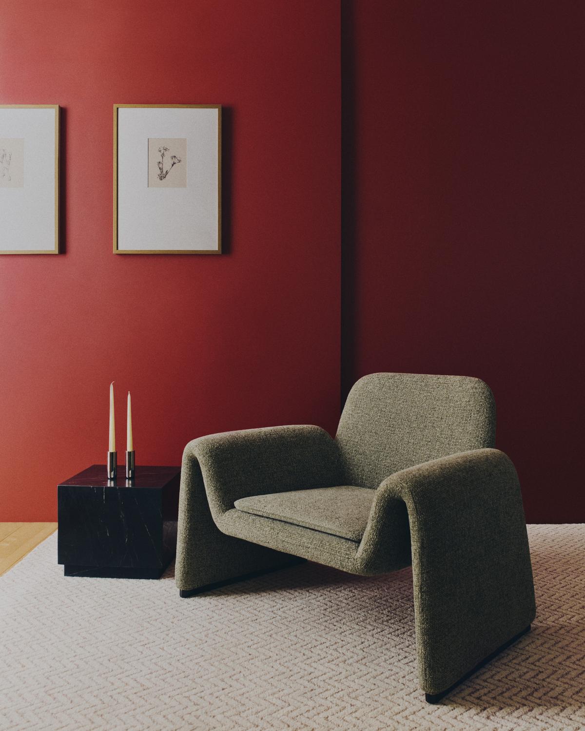 Melvia fauteuil in groen chenille