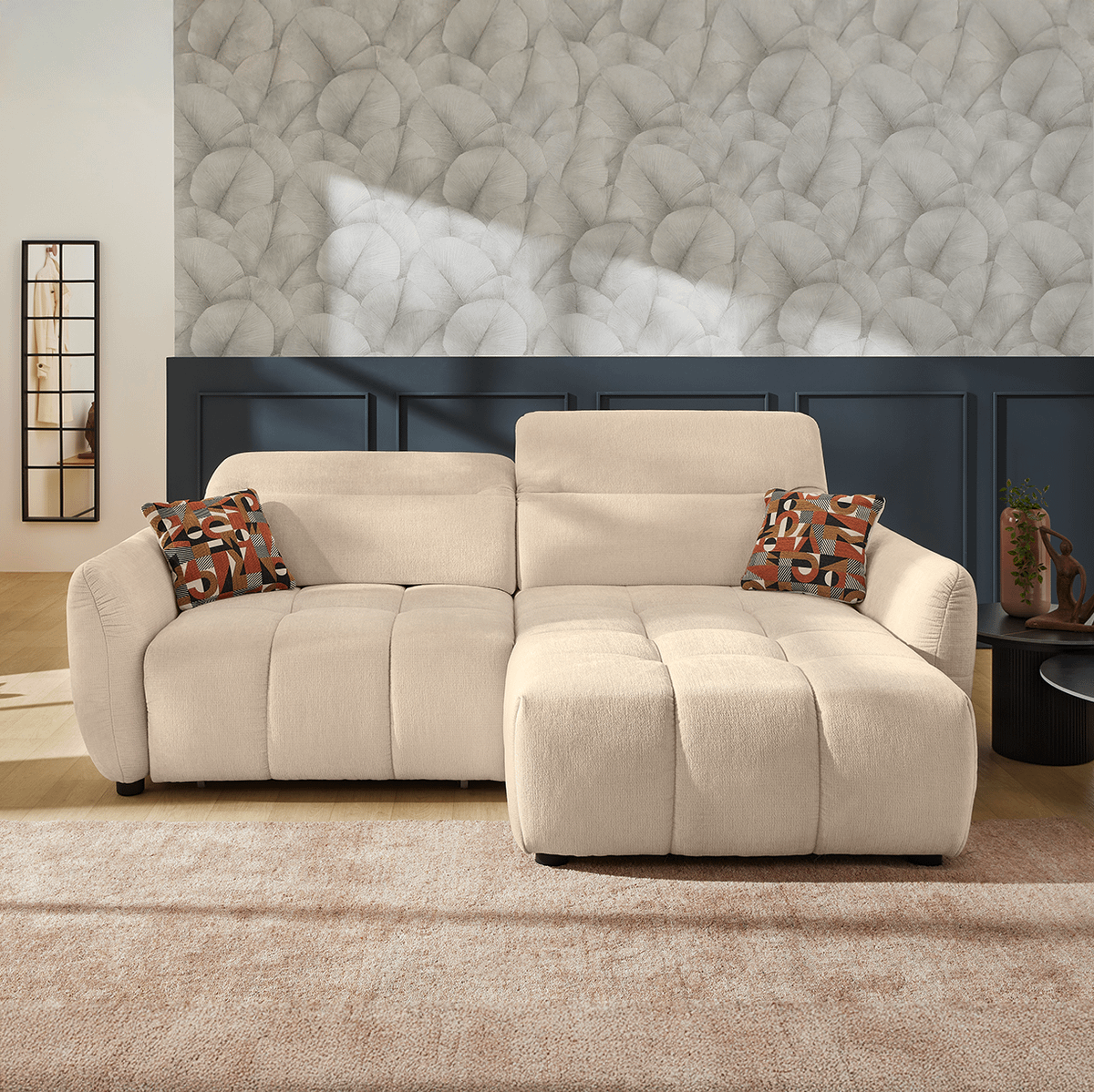 Hoeksalon CECILE Beige met Elektrische Diepteverstelling B263