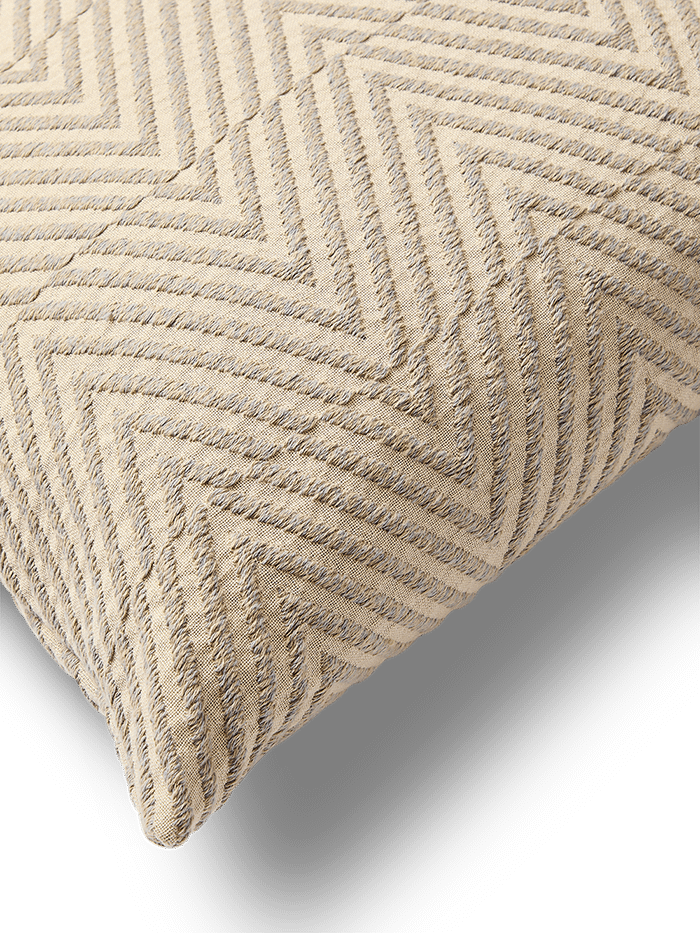 Kussenhoes Lunver Chevron Jacquard Ecru 50x50