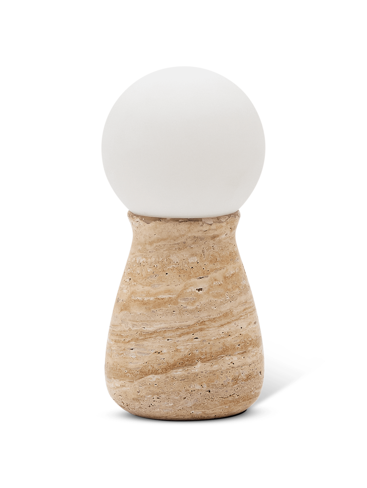 Okeni tafellamp van travertijn en glas