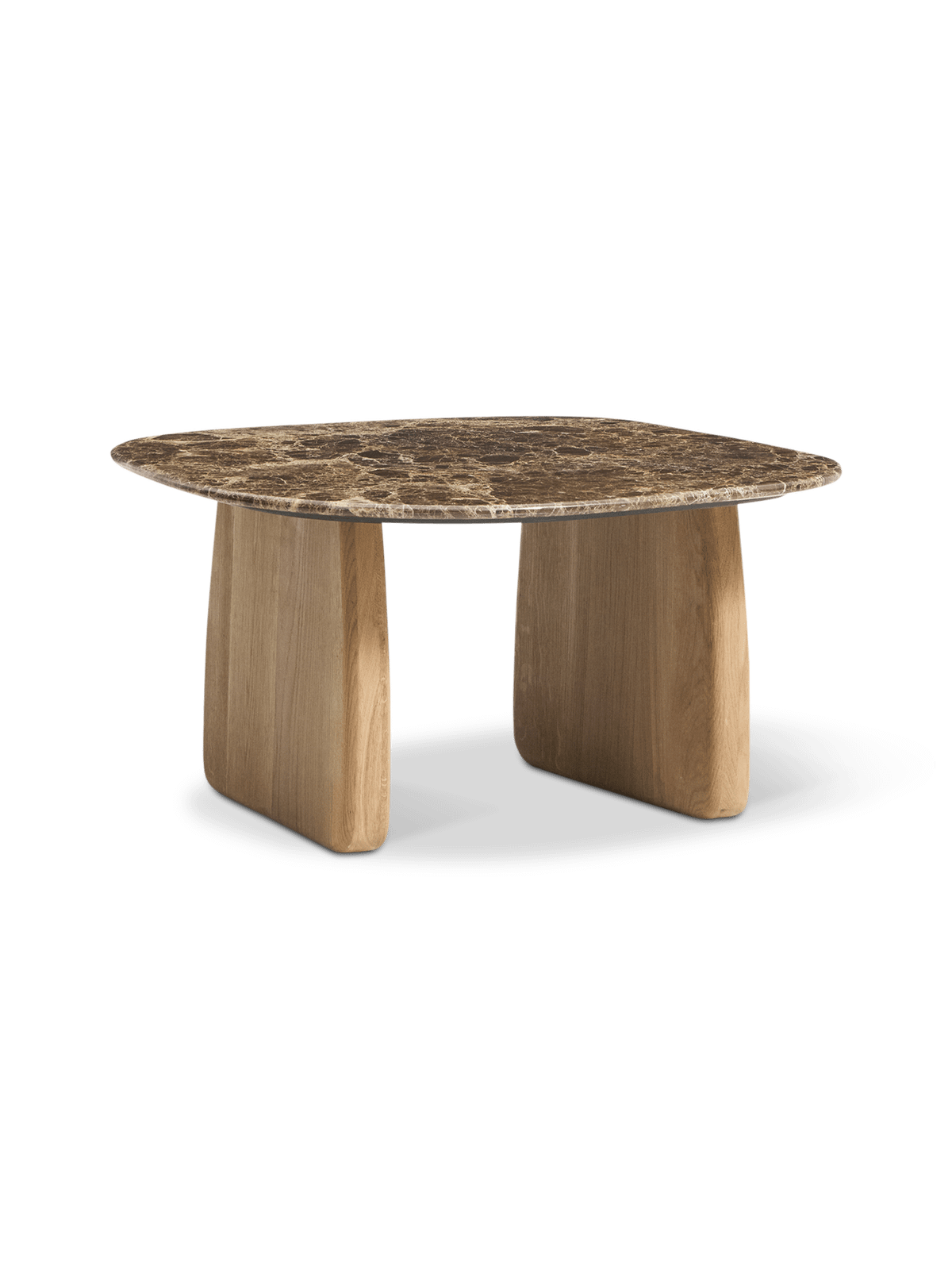Bijzettafel Pirita Bruin marmer/Naturel eik 71 x 70 cm
