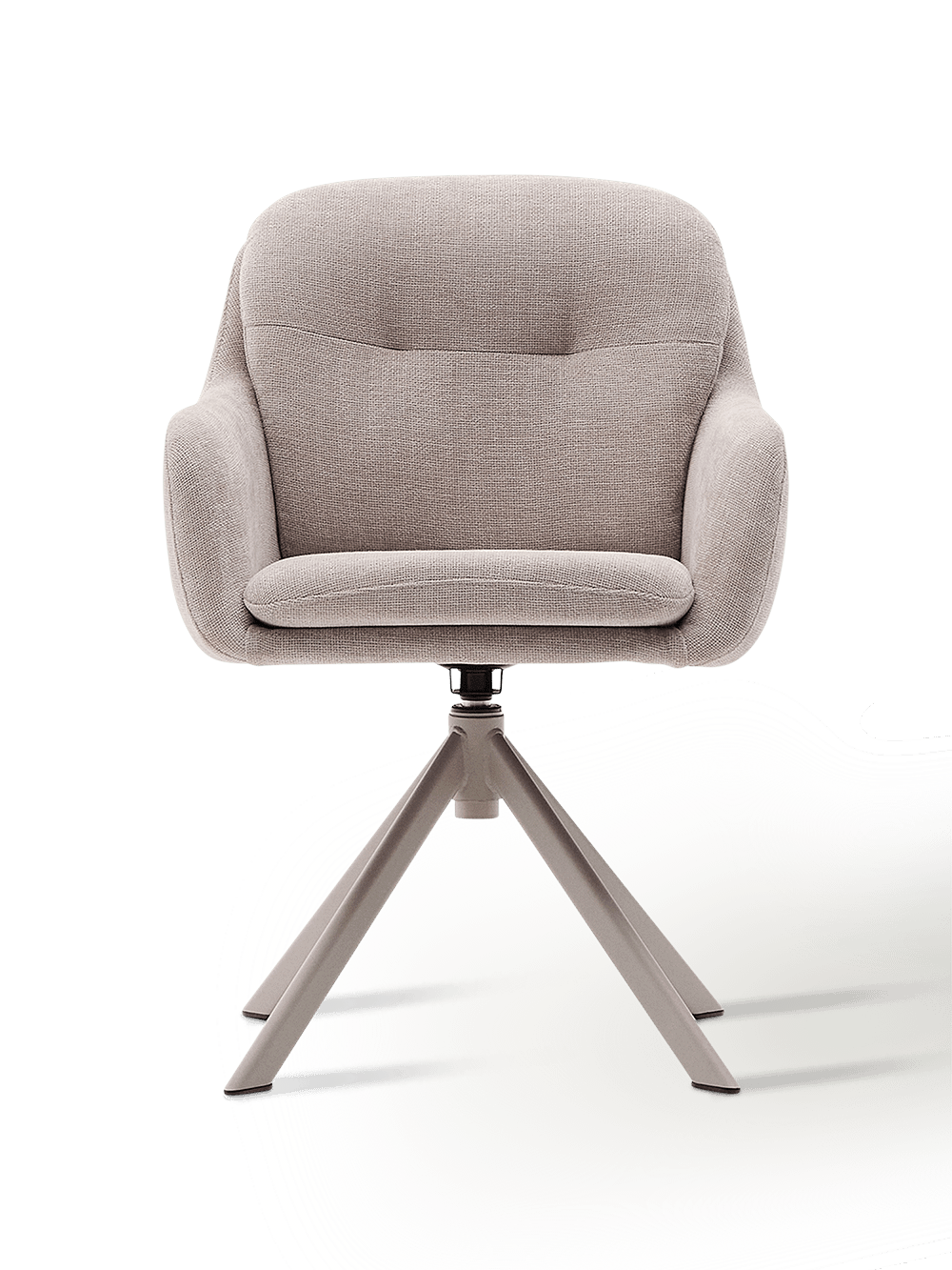 Lexa draaistoel in beige chenille en stalen poten met beige afwerking