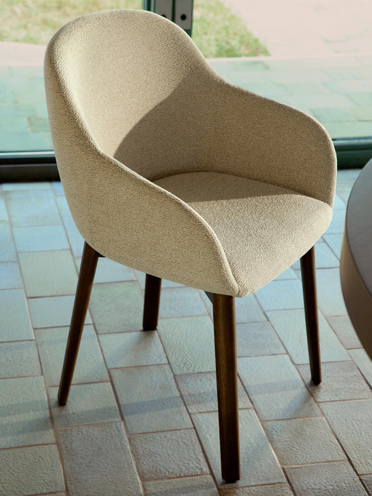 Armstoel Meila Beige/Donker hout