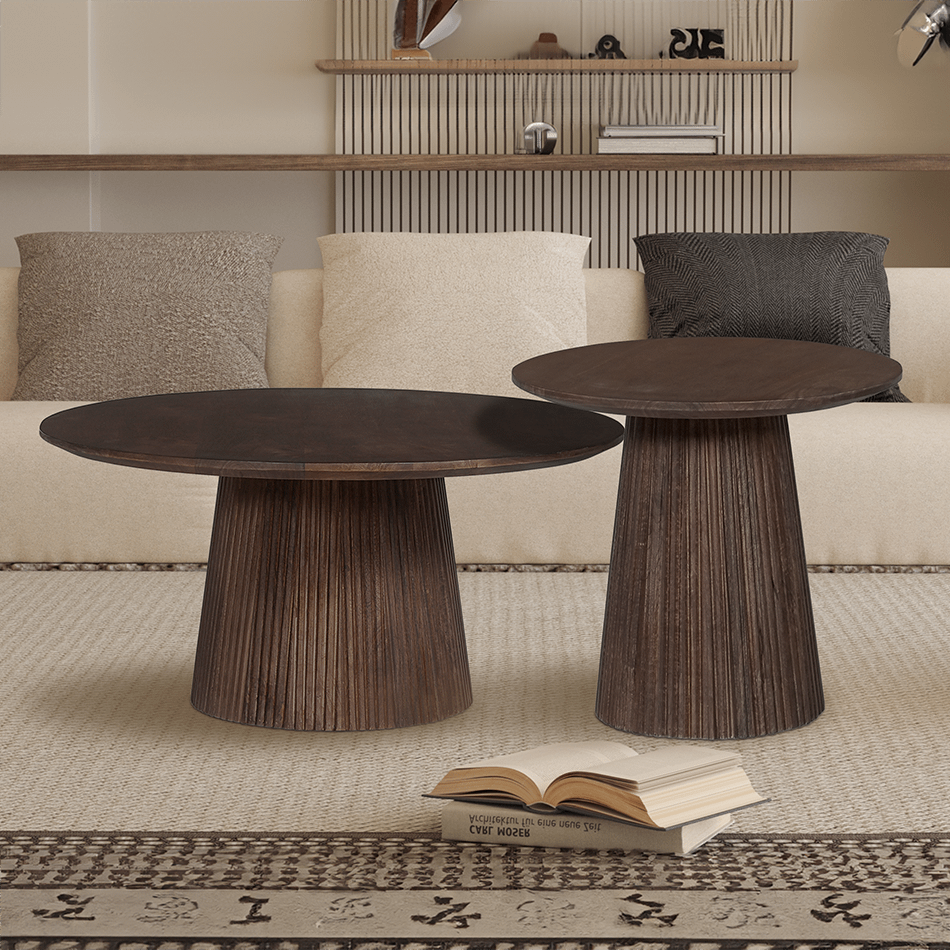 Bijzettafel DOMINGO Mango Donkerbruin Ø50  Bijzettafel DOMINGO Mango Donkerbruin Ø50