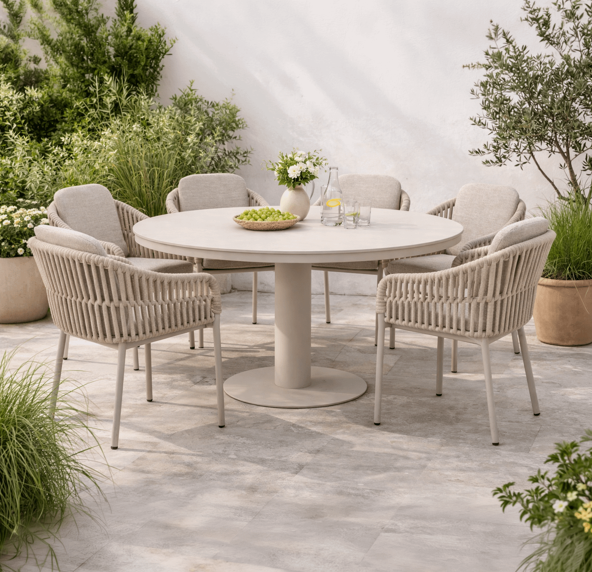 Tuintafel MORO Ø160 Stone Pearl/Dune