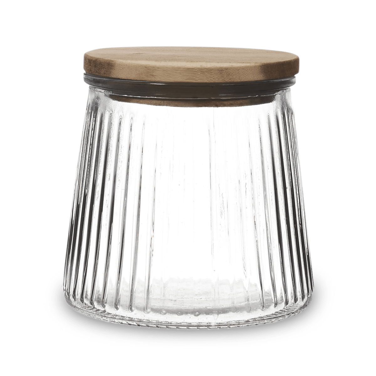 Voorraadpot ACARA Ribbel Glas/Acacia S