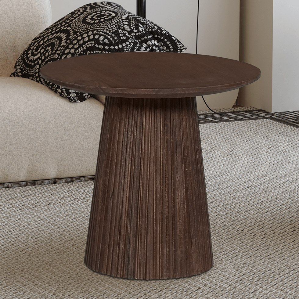 Bijzettafel DOMINGO Mango Donkerbruin Ø50  Bijzettafel DOMINGO Mango Donkerbruin Ø50