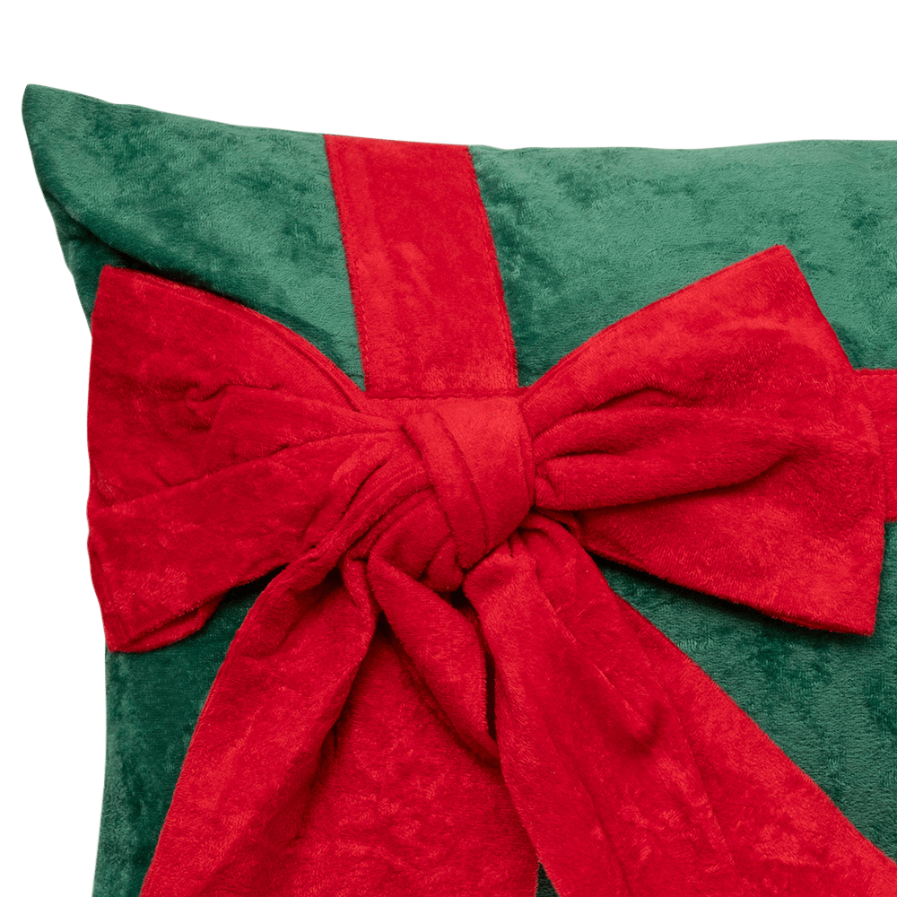 Kussen GIFTY Groen met Strik Rood