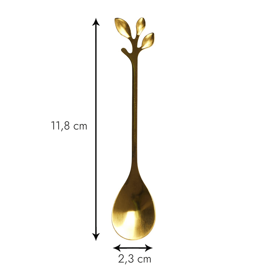 S/4 Koffielepel FEUILLI Rvs Goud S/4 Koffielepel FEUILLI Rvs Goud