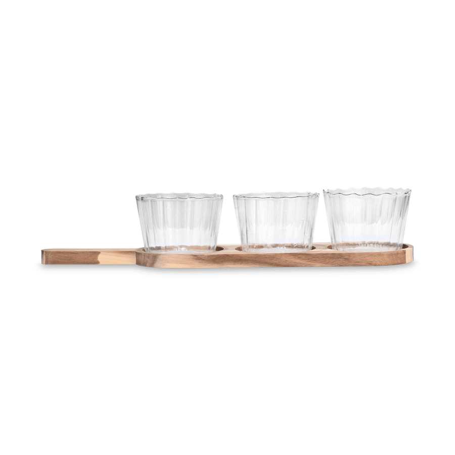 Serveerset MEDEA Acacia/3Potjes Glas Serveerset MEDEA Acacia/3Potjes Glas