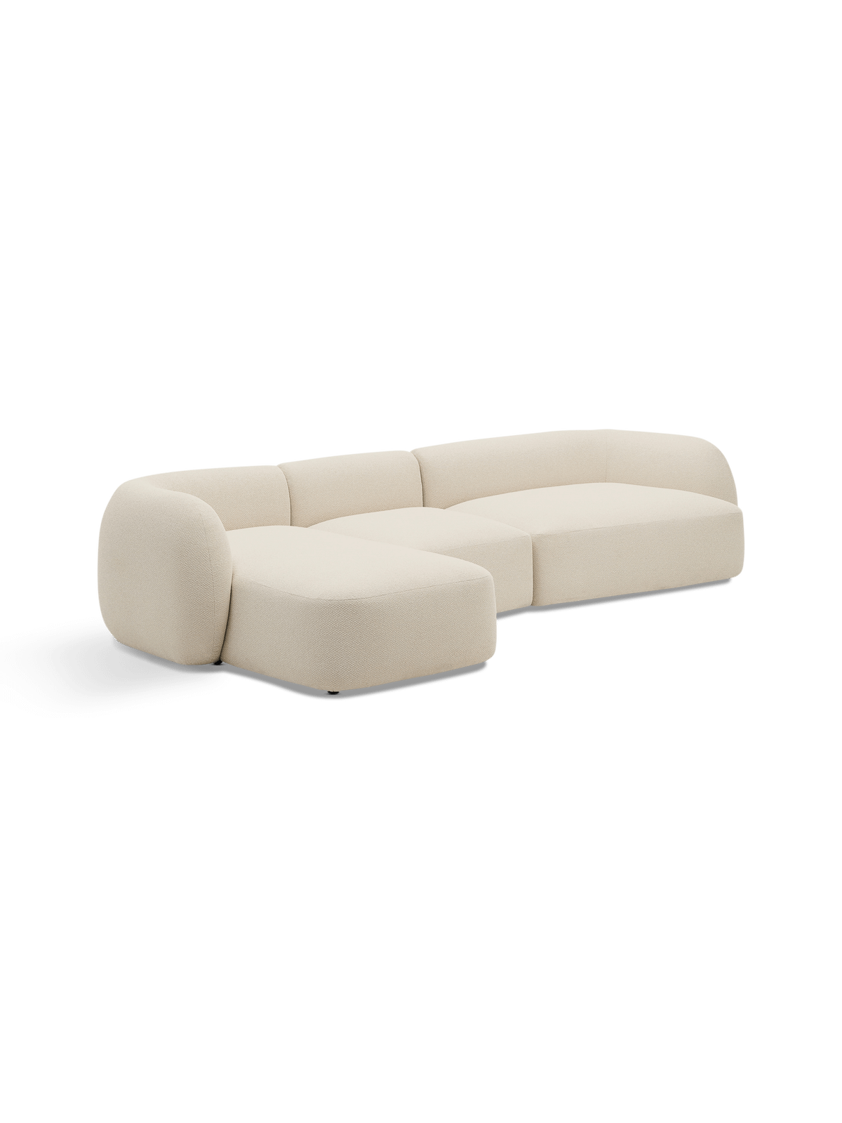 Martina modulaire 4-zitsbank in ecru chenille met chaise longue rechts 377 cm