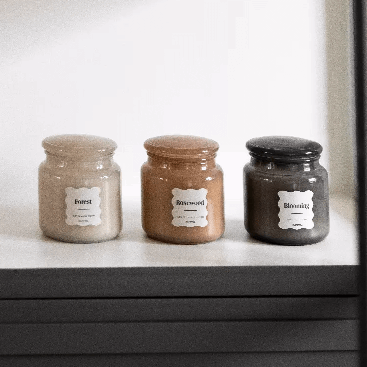 Geurkaars ROSEWOOD Apothekerspot Taupe
