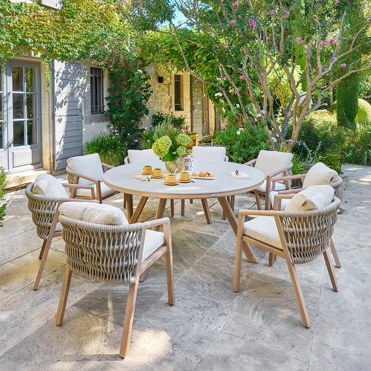 Tuintafel MANTOVA Beige/Honey Ø160